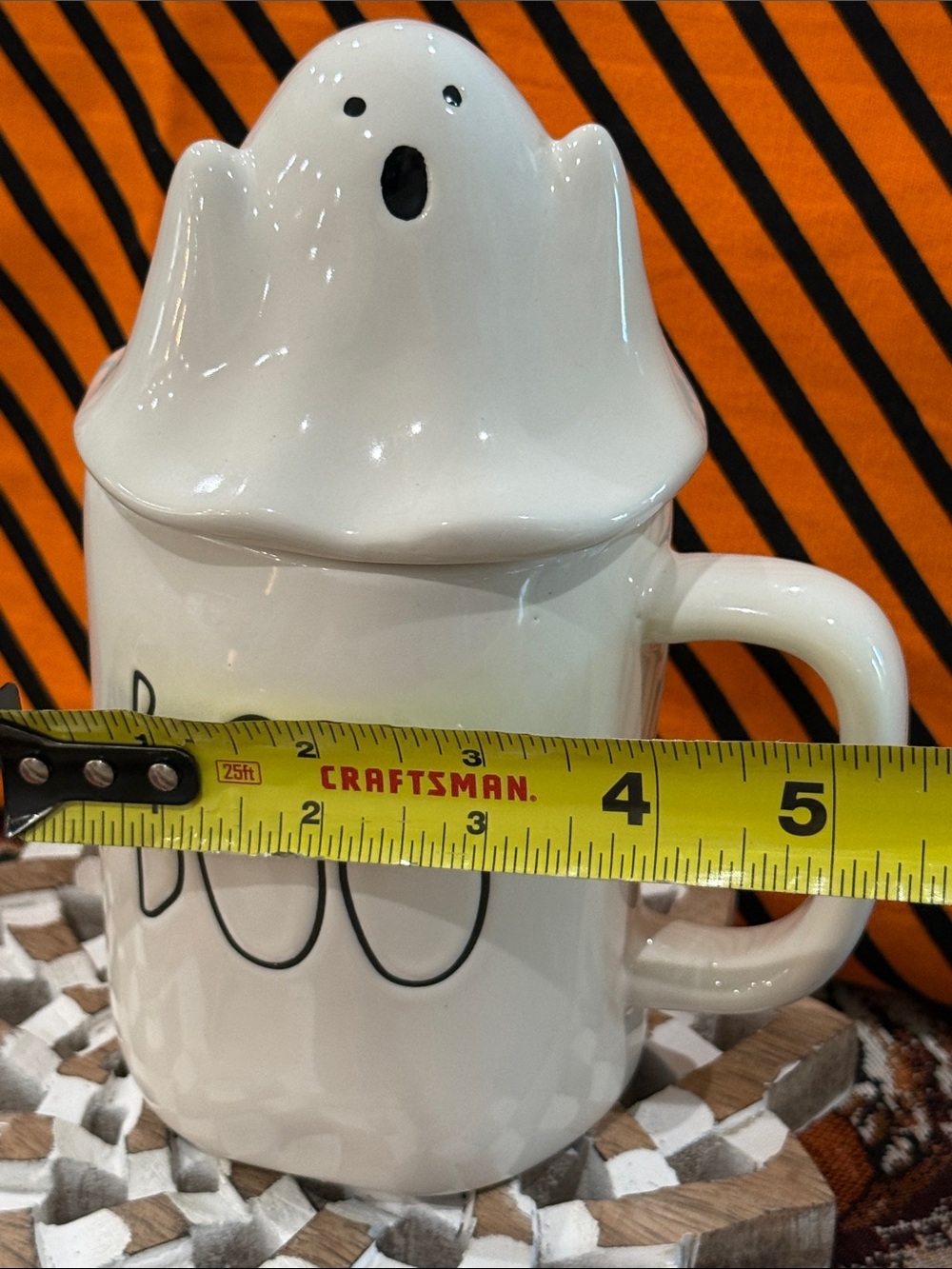 BRAND NEW RAE DUNN White Ceramic 'BOO' Mug with Ghost Lid NWT - Picture 10 of 11